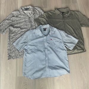 White and Gray Casual Button Down Shirts